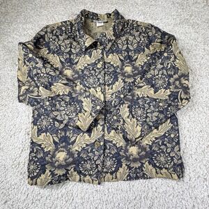 VTG Gotcha Covered Jacket Sz XL Tapestry Blue Floral Wearable Art‎ Button Up